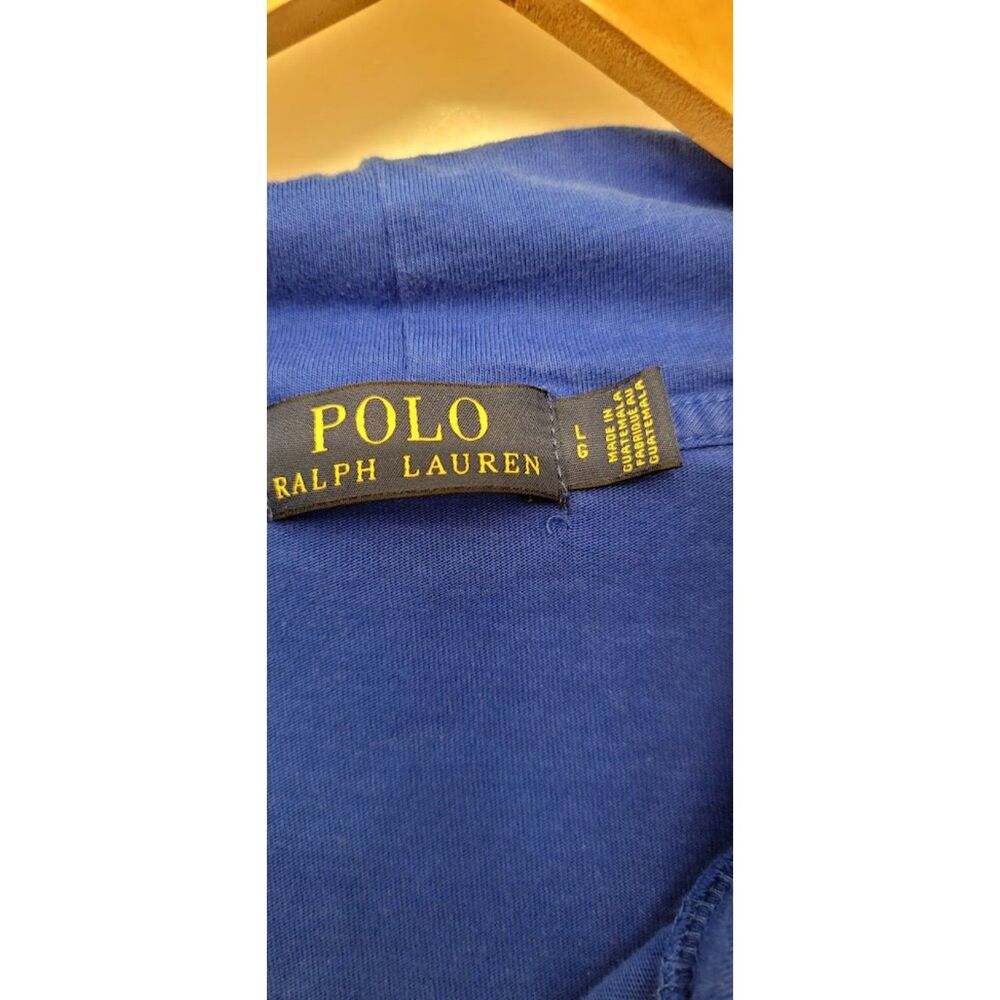 Polo Bear Lightweight Cotton Hoodie Sweatshirt in Blue Cute Spring Summer Sz. L - Picture 3 of 8